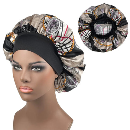 Large Size Satin Bonnet Paisley Print Bonnets for Women Beanies Women Hat Sleep Night Cap Designer Bonnets Long Braid Hat