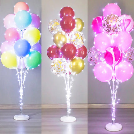13Tubes LED Glow Balloon Stand Holder Balloon Stick Happy Birthday Balloon Kids Baby Shower Adult Wedding Party Decoration
