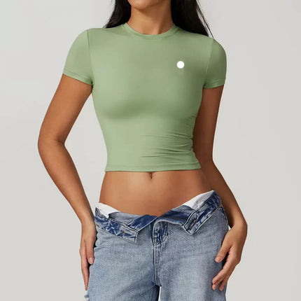 Women's Short Sleeve T-Shirt Custom Cut Top Logo Breathable Gym Blank Women's Fitness Yoga Running Fashion Fitness Fitted