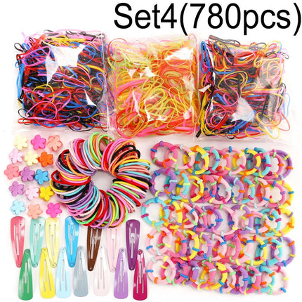 Fashion Baby Girl Set of 24 Pcs Princess Crown  Lovely Rabbit Kids Colorful Fabric Cartoon Flower Hairclips