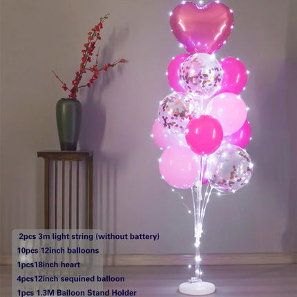 13Tubes LED Glow Balloon Stand Holder Balloon Stick Happy Birthday Balloon Kids Baby Shower Adult Wedding Party Decoration