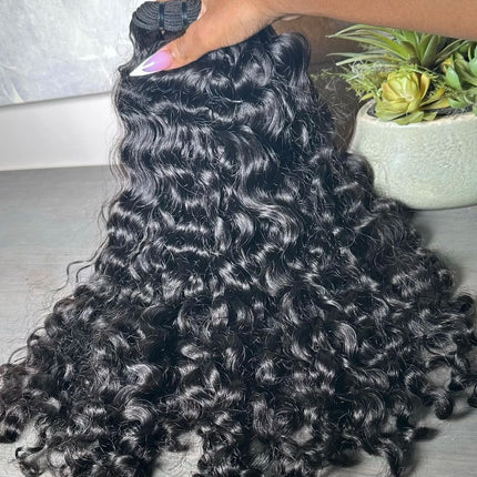 US Ship Cambodian Natural Wavy Raw Hair Double Wefts Raw Burmese Curly Hair Bundles for Black Women Indian Curly Raw Human Hair