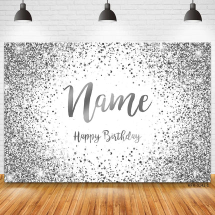 Custom Name Photo Gold Silver Glitter Birthday Party Banner Backgrounds Baby Shower DIY Birthday Photography Backdrops Photocall