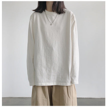 Long-Sleeved T-Shirt for Women 2024 New Autum White Student Inner Layering Shirt Korean Style Top Clothes for Women Dropshipping
