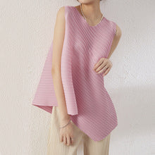 Miyake Super Elastic Loose Half-Sleeved Elegant T-Shirt Top for Women Summer Bubble Super Soft Pleated Right Shoulder Short-Sleeved T-Shirt for Women