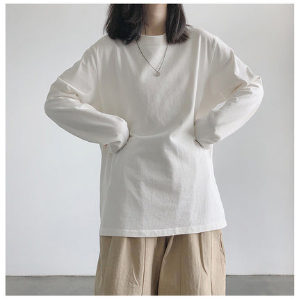 Long-Sleeved T-Shirt for Women 2024 New Autum White Student Inner Layering Shirt Korean Style Top Clothes for Women Dropshipping