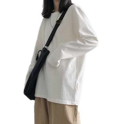Long-Sleeved T-Shirt for Women 2024 New Autum White Student Inner Layering Shirt Korean Style Top Clothes for Women Dropshipping