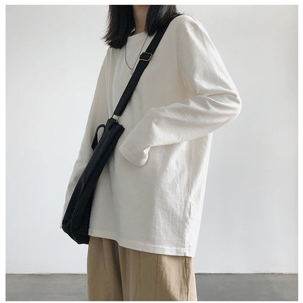 Long-Sleeved T-Shirt for Women 2024 New Autum White Student Inner Layering Shirt Korean Style Top Clothes for Women Dropshipping