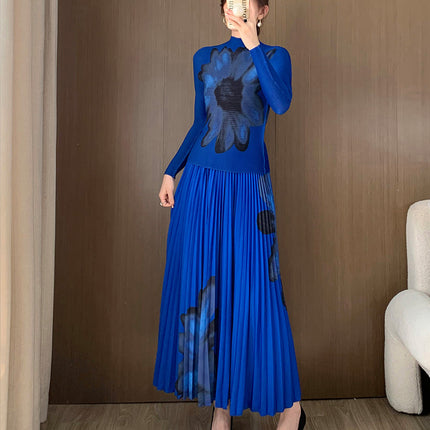 Aliexpress Foreign Trade Suit for Women, Fashionable Two-Piece Set, Spring and Autumn Cross-Border Women's Clothing, Long-Sleeved T-Shirt, Long Skirt