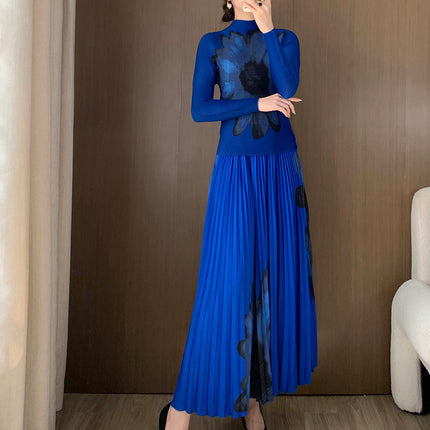 Aliexpress Foreign Trade Suit for Women, Fashionable Two-Piece Set, Spring and Autumn Cross-Border Women's Clothing, Long-Sleeved T-Shirt, Long Skirt