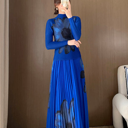 Aliexpress Foreign Trade Suit for Women, Fashionable Two-Piece Set, Spring and Autumn Cross-Border Women's Clothing, Long-Sleeved T-Shirt, Long Skirt
