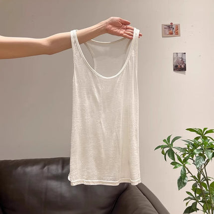 Korean Style Contrasting Stripesd Sun Protection Blouse Long-Sleeved T-Shirt Women's Spring Thin Camisole Two-Piece Suit Top
