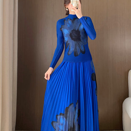 Aliexpress Foreign Trade Suit for Women, Fashionable Two-Piece Set, Spring and Autumn Cross-Border Women's Clothing, Long-Sleeved T-Shirt, Long Skirt