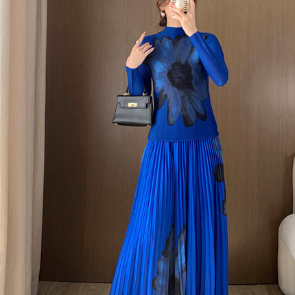 Aliexpress Foreign Trade Suit for Women, Fashionable Two-Piece Set, Spring and Autumn Cross-Border Women's Clothing, Long-Sleeved T-Shirt, Long Skirt