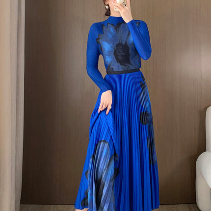 Aliexpress Foreign Trade Suit for Women, Fashionable Two-Piece Set, Spring and Autumn Cross-Border Women's Clothing, Long-Sleeved T-Shirt, Long Skirt