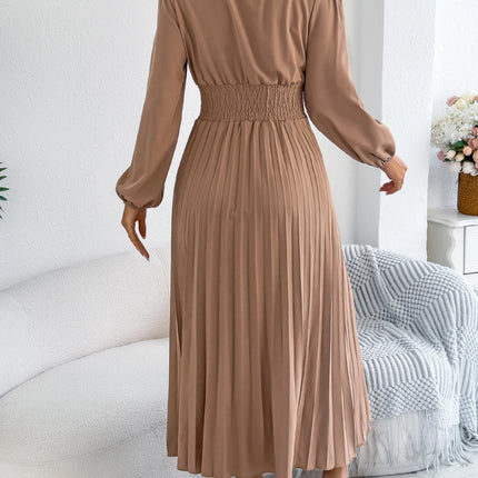 Elegant Dresses Women 2026 Autumn Winter Casual Solid Color High Waist Long Sleeve Maxi Dress Khaki Green Blue Woman Clothing