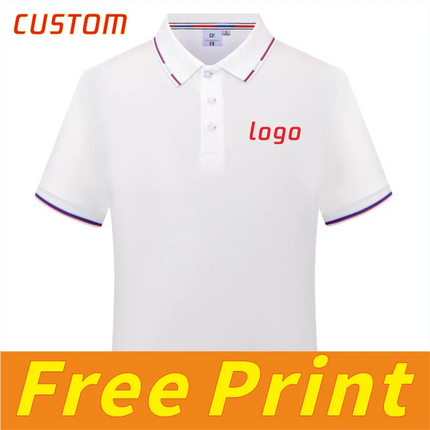 Casual polo shirt, short sleeved T-shirt, men's and women's shirt, personalized customization, printed logo image, embroidered l