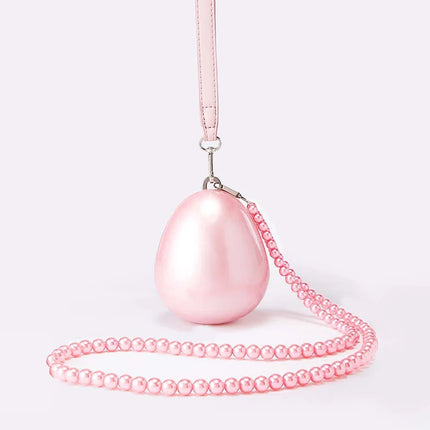 Mini Pearl Bag Crossbody Beaded Necklace Shoulder Handbag Egg Evening Fashion Totebag Women Hand Lady Phone Handbags Small Woman