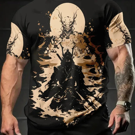 Harajuku Samurai T-Shirt For Men 2025 New Fashion Casual Men's T Shirt Short Sleeve Summer Anime Japanese 3d Printed Y2k Tops