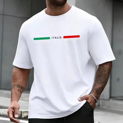 2026 New Arrival Men's Short-Sleeve Shirt Summer Letter Print Crew Neck Short-Sleeve Shirt Stylish Casual Loose-Fit Men's Top