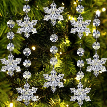 5PCS Snowflake Crystal Christmas Ornaments for Tree Decorations, Hanging Crystals for Centerpieces Acrylic Chandelier Garland Beads Strands Prism Decorations Clear Teardrop Chandelier Crystals Pendant Wedding Home Garden Outd