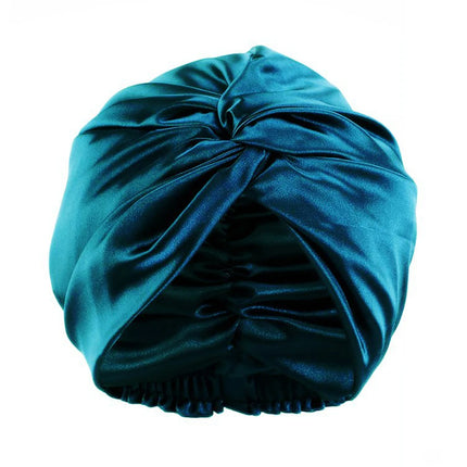 100% Double Silk Sleeping Cap Night Silk Sleeping Bonnet Cover for Women with Elastic Ribbon for Hair Care Long Hair