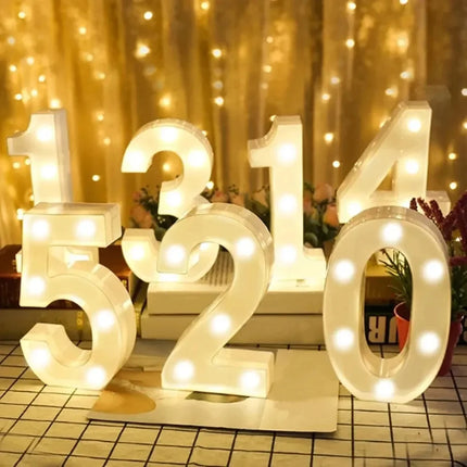 Number 0-9 LED Lights Luminous  Lamp Wedding Decorative Night Light Birthday Party Bedroom Home Decoration