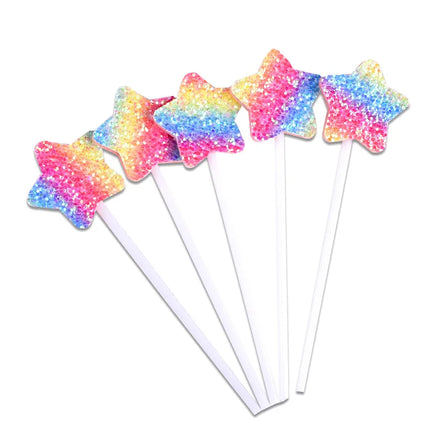 Heart Star Happy Birthday Cake Topper Colorful Star Wedding Kids Party Cake DIY Baking Cupcake Toppers Decoration Baby Shower
