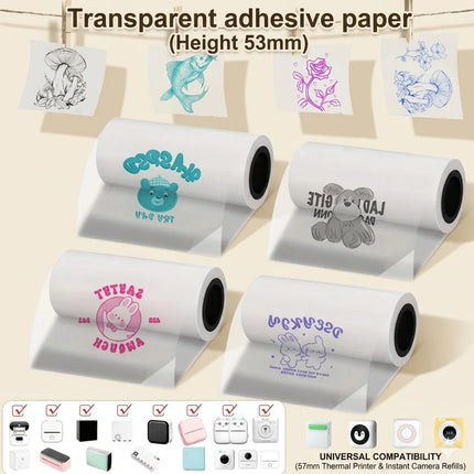 Transparent Adhesive Thermal Printing Paper Glossy Clear Label Roll for Mini Thermal Printers