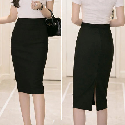 New Summer Collection: Bright Red Women's Skirts and Black Over-the-knee Skirt for The Office; Available in Asian Sizes S–3XL.