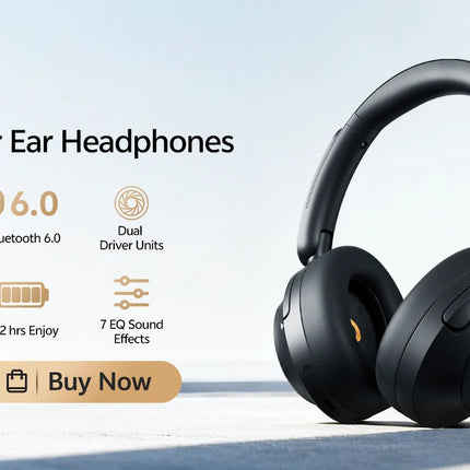 QCY H3S Over Ear Headphone Hi-Res LDAC Spatial Sound Headset H3S -56dB Adaptive ANC Wireless Earphone Bluetooth 6.0 102Hrs
