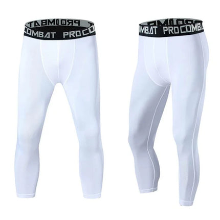 Men's football and basketball leggings, high elasticity training, sports fitness, 7-point leggings, quick drying, breathable