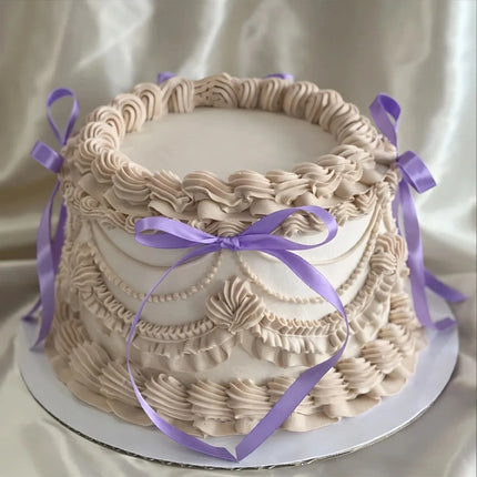 Purple Bow Cake Ribbon Happy Birthday Party Decorations Favors Hairband Desserts Cake Decor Wedding Bridal Shower Supplies