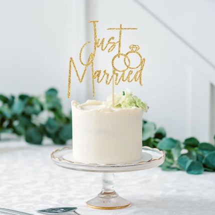 Just Married Cake Topper, Wedding, Marriage, Engagement Party Decoration Supplies, Just Engaged, Bride Groom