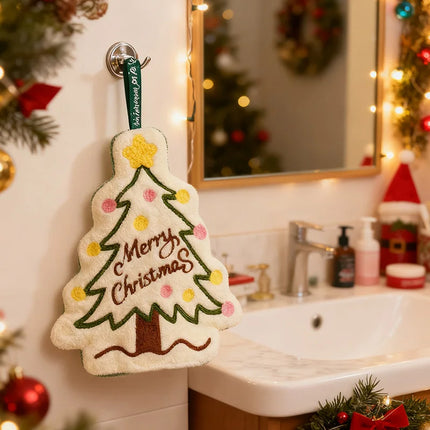 Christmas Hand Towel Cartoon Gingerbread Man Snowman Coral Fleece Towel Christmas Home Kitchen Bathroom Decoration Xmas Gifts