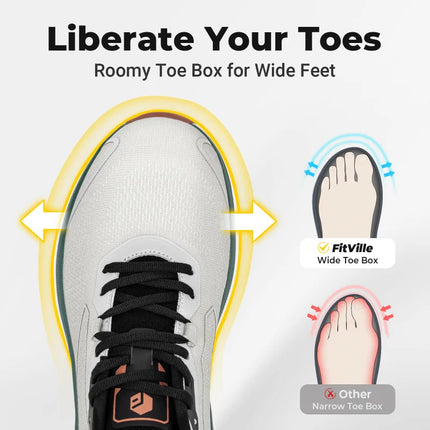 Fitville Men'S Walking Shoes Wide Design Sneakers Cushioned Tennis Running Shoe With Arch Support For Plantar Fasciitis Relief