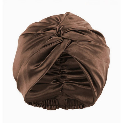 100% Double Silk Sleeping Cap Night Silk Sleeping Bonnet Cover for Women with Elastic Ribbon for Hair Care Long Hair