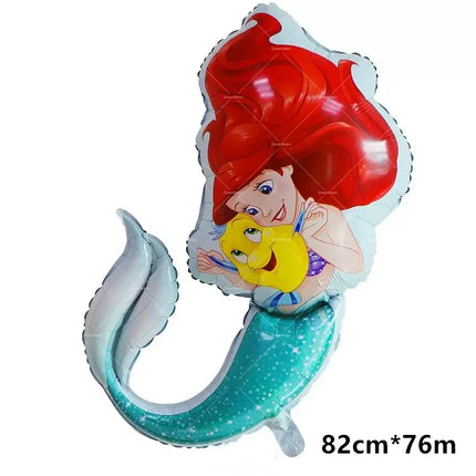 Mermaid Balloons The Little Princess Happy Birthday Banner Party Decoration Disposable Tableware Cake Topper Background Stickers