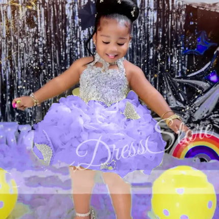 Customized Black Flower Girl Dresses For Wedding Cute Baby Layered Simple Kids Birthday Party First Communion Ball Gown