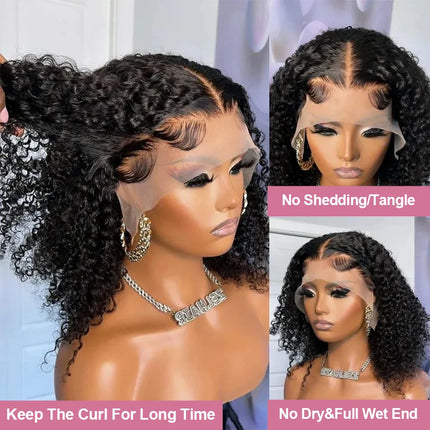 Short Water Curly Bob Wig Human Hair 100% 7x5 13x4 Ready To Wear And Go Glueless Wigs 13x6 HD Deep Wave Frontal Wigs For Women
