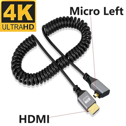 0.5-2.4M 4K60HZ HDMI Flexible Spiral Cable Mini Micro HDMI-Compatible TO HDMI Minihdmi Microhdmi Coiled Extension Cable