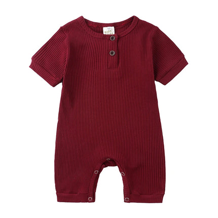 2026 Baby Boy Romper Girl Outfits Playsuit Summer Wear Cotton Infant Thin Jumpsuit Ribbed Clothes Knitted Stretch Toddler Onesie