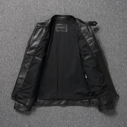 2025 New Leather Jacket Top Layer 100% Cowhide Leather Clothes Men's Stand Collar Motorcycle Clothes  Autumn Winter Plus Size