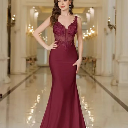 BABYONLINE Elegant Straps White Mermaid Wedding Dresses Lace Pearls Backless V Neck Sleeveless Formal Party Gowns Vestido Marriee