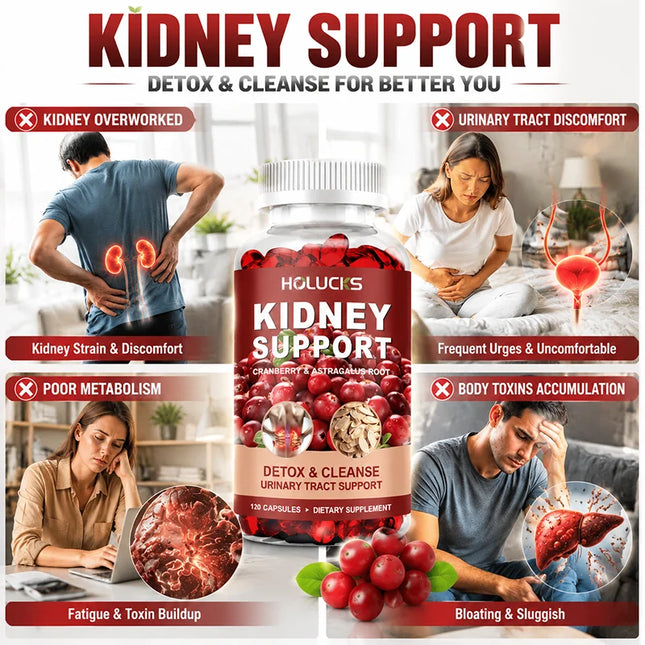 Kidney Capsules, with Cranberry & Astragalus, Support Bladder Health, Promote Detox & Cleanse, Immune for Urinary Tract Wellness