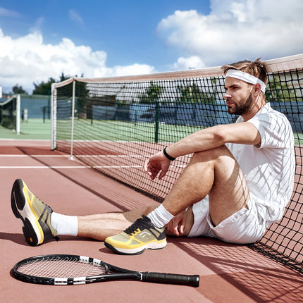 FitVille Men's Wide Pickleball Shoes Tennis Shoes Full Court Tennis Sneakers with Arch Support Lightweight Non-slip Sports Shoe