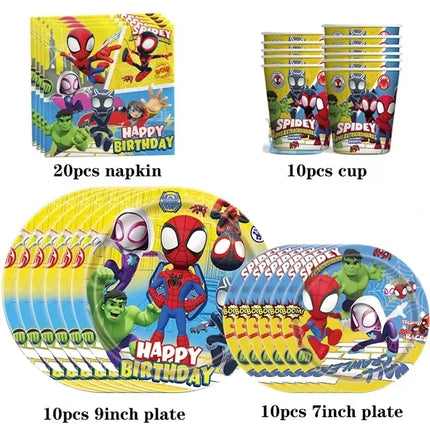 Spidey And His Amazing Friends Birthday Party Decoration Plates Tablecloth Cup Banner For Kids Birthday Balloon Party Favor Gift