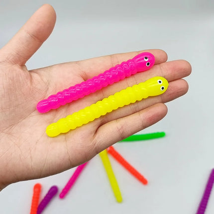 12/24 Pcs Mini Colorful Soft Caterpillars Kids Birthday Party Supplies Pinata Fillers Halloween Decoration Classroom Prize Gifts