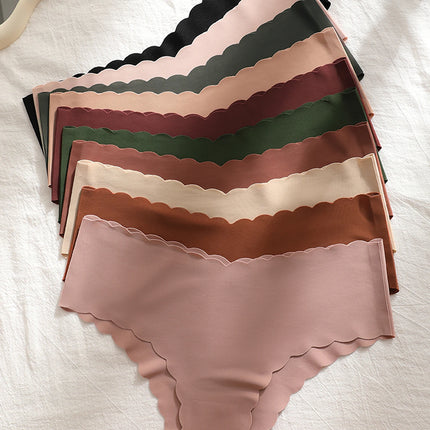 10pcs Women Seamless Wavy Edge Breathable Comfortable Soft Fabric Sexy Triangle Panties