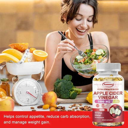 Apple Cider Vinegar Capsules - Fat Burning, Detox, Slimming, Boosts Metabolism, Healthy Weight Management